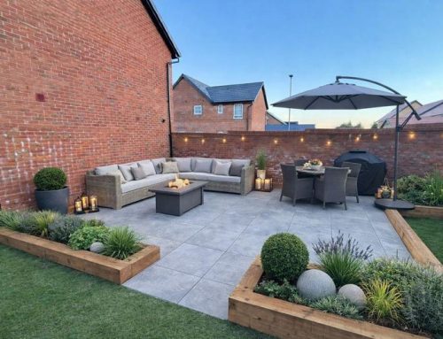 Porcelain Patio with Sleeper Planters | Northampton